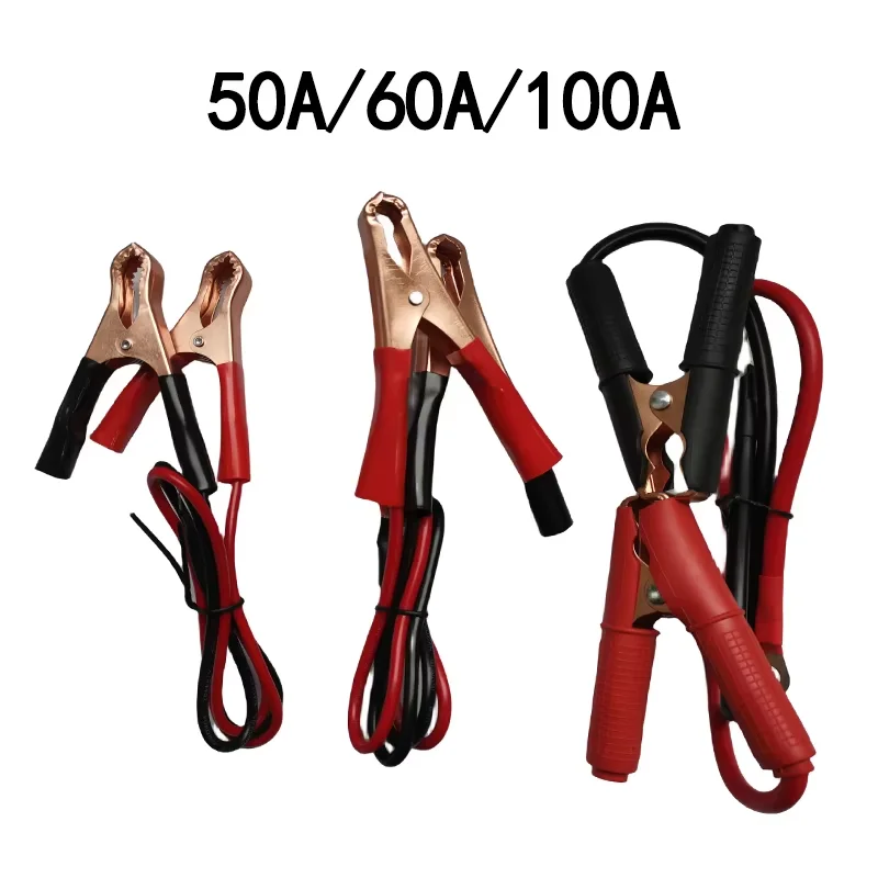 12/24V 50A/60A/100A Car Battery Inverter Power Wire Line Cable Power Emergency Line with Jump Starter Alligator Clamp Cable Set
