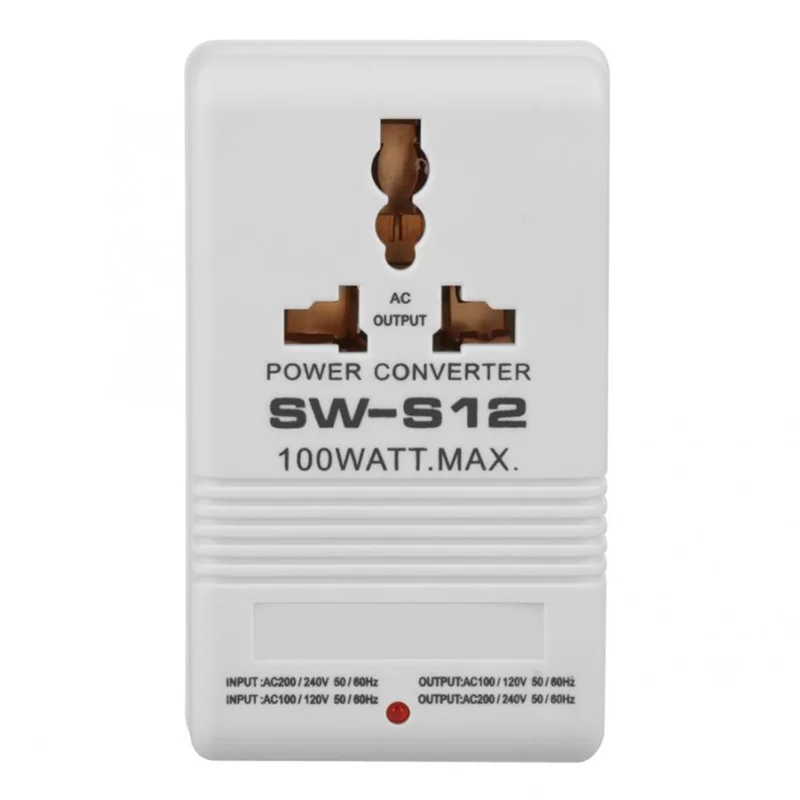 SW-S12 100W 110V/120V to 220V/240V Step-Up Down Voltage Transformer Converter Travel Dual Channel Power Converter