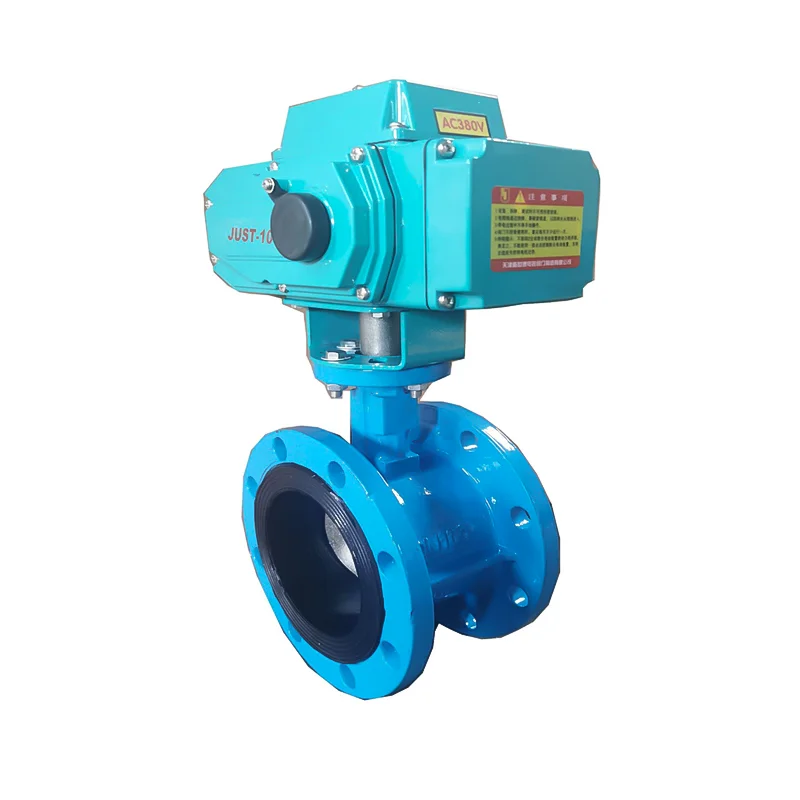 Electric Actuated Butterfly Valve 12 Inch 10 Inch Carbon Steel Double Flange Marine Water DN100