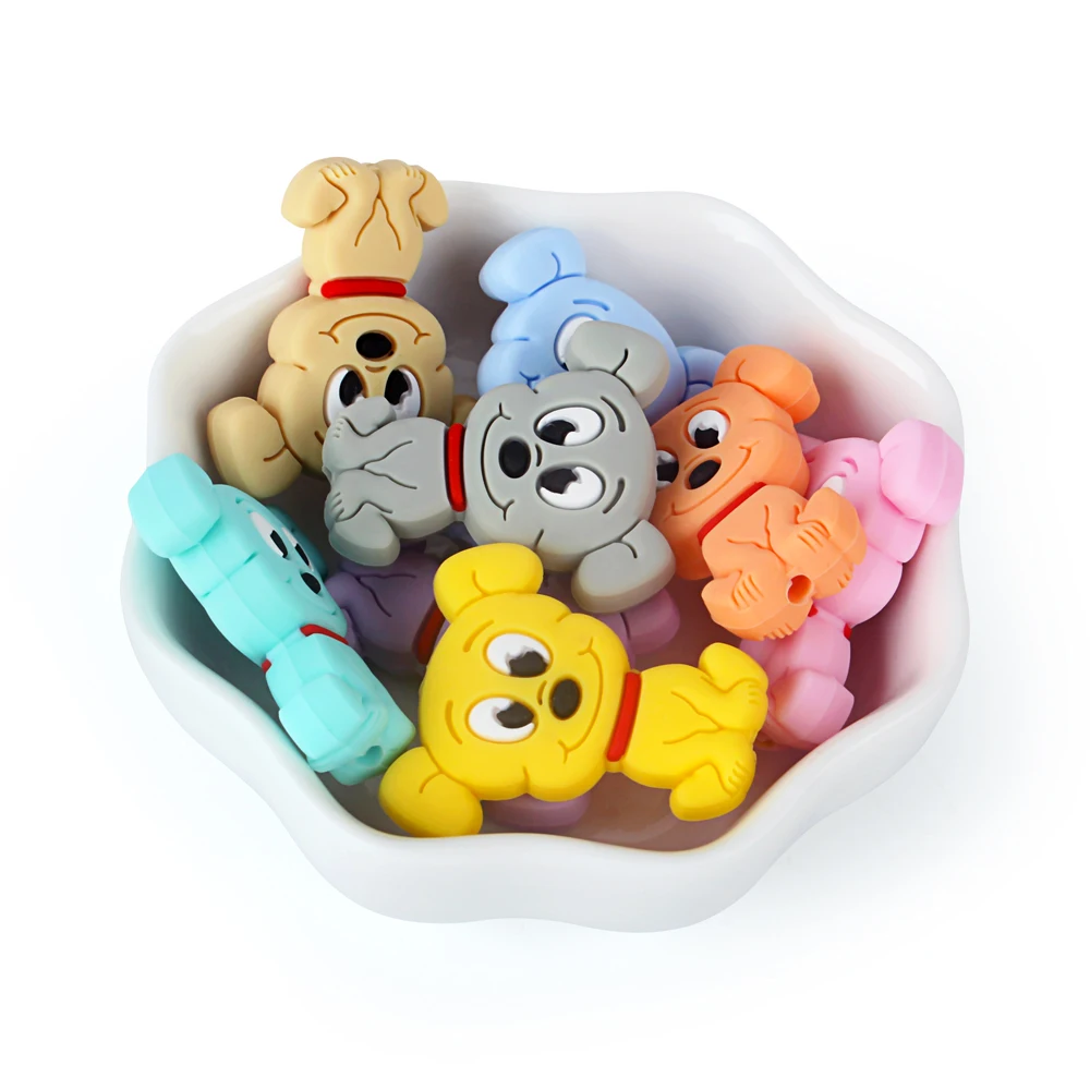 5/20/50pcs Cartoon Animals Pupp Silicone Beads DIY Beads to Make Bracelets For Jewelry Making Hapiship Lovely Mini Toys BPA Free