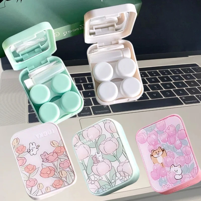 xgnvpy Instagram Wind Cute Multi-pair Contact Lens Case Companion Box for Storage