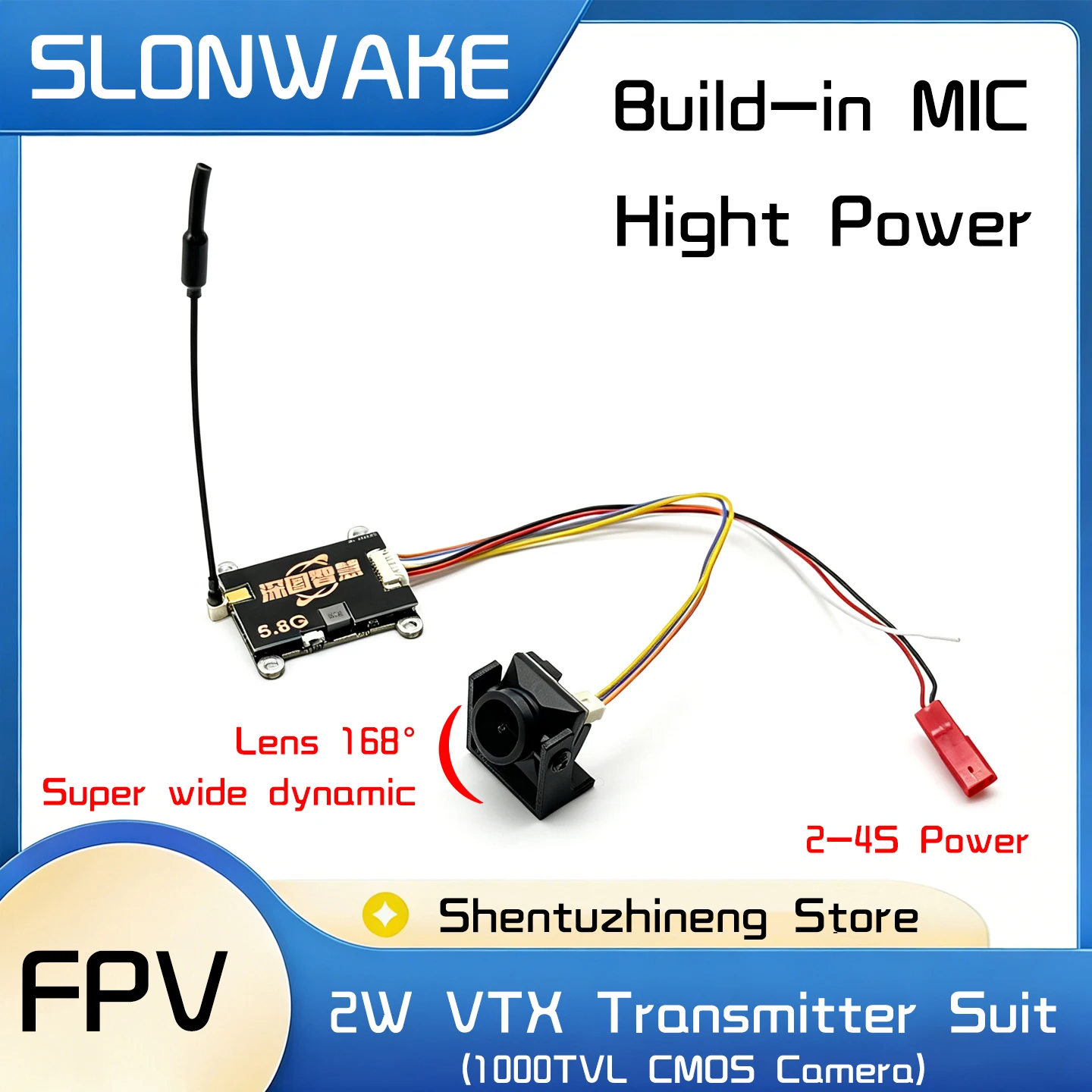 Ready to Use New SLONWAKE FPV Video Transmission Analog Launcher+2000mW Transmitter+CMOS1000TVL Camera for RC