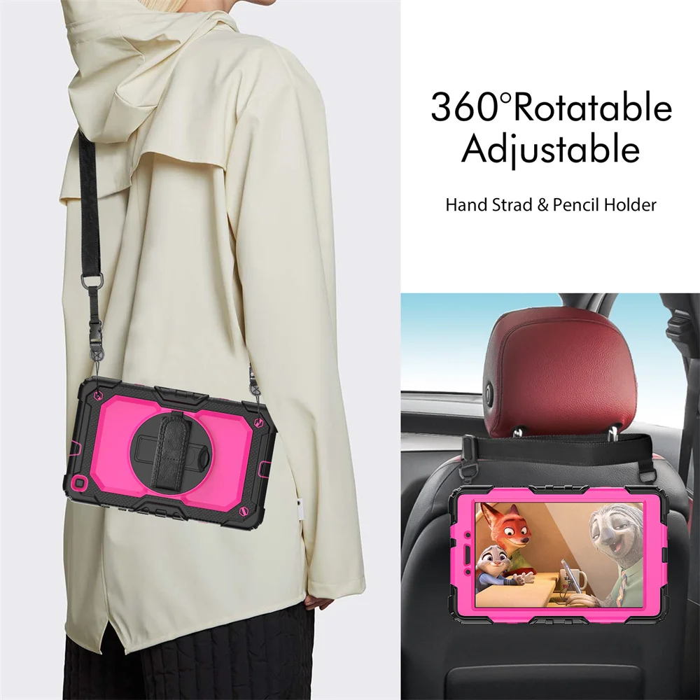 Copertura completa per Samsung A7 A8 A9 S6 S7 S9 T387 T290 T307 T580 T590 P610 con custodia protettiva per tracolla con tracolla