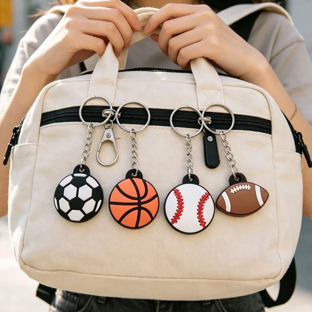 3Pcs Soccer PVC Keychains Football Sports Backpack Pendant Toy, Children Birthday Party Favors