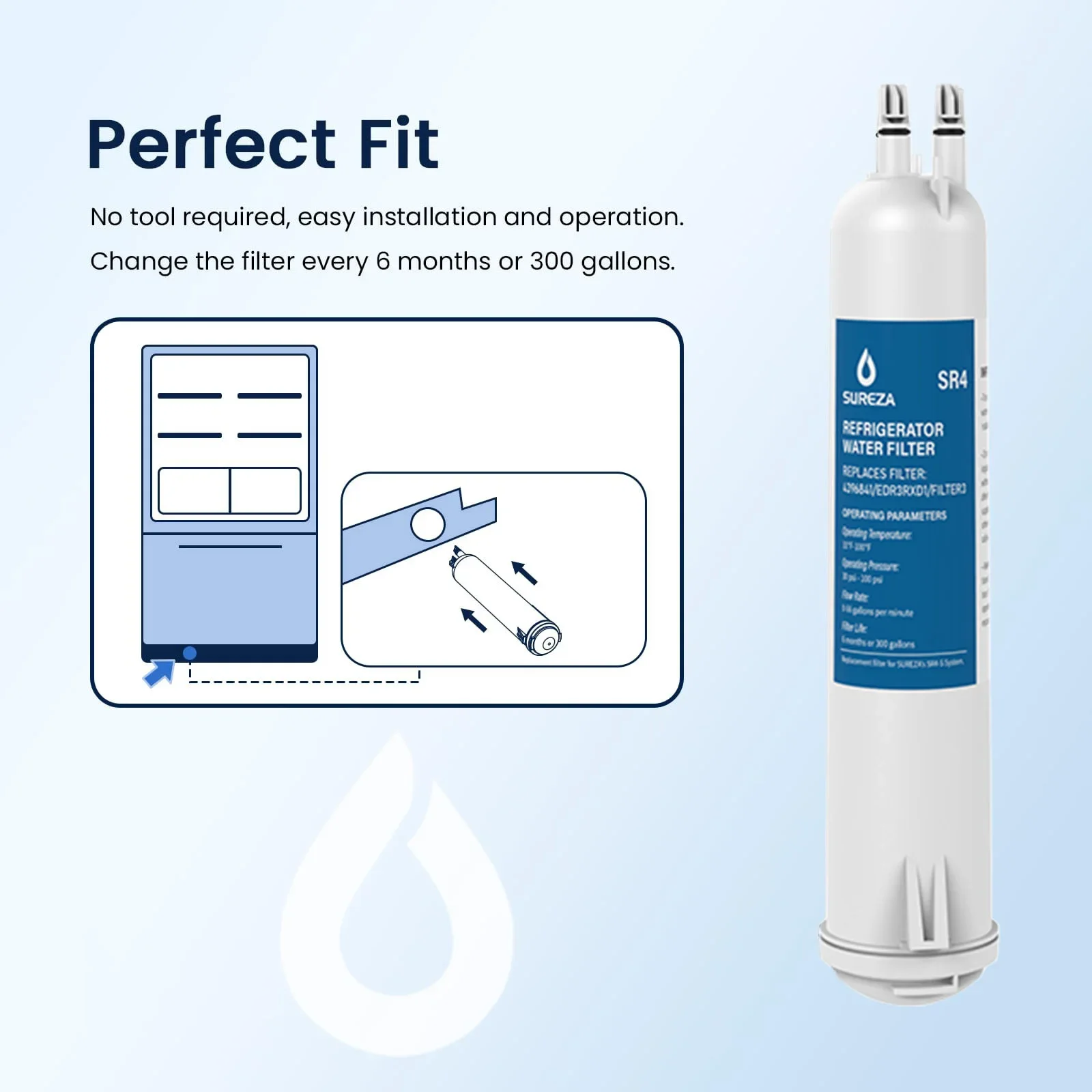 EDR3RXD1 Refrigerator Water Filter Replacement for Everydrop Filter 3, 4396841 4396710 Kenmore 46-9083 46-9030,1-5 Pack