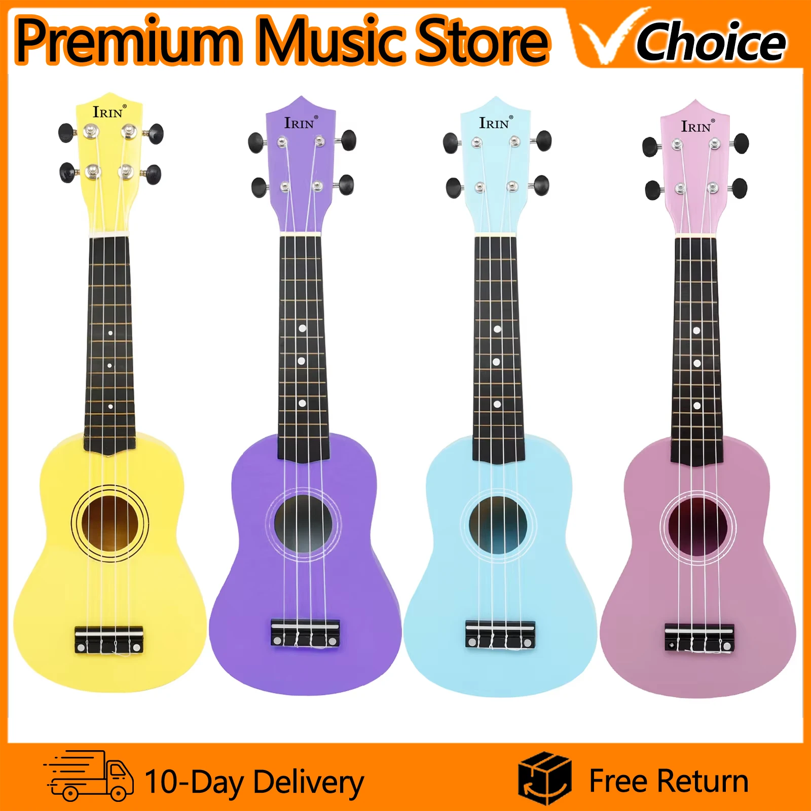 IRIN Colorful Ukulele 21-inch Basswood Ukulele Beginner Practice Soprano Hawaiian Four String Guitar Stringed Instruments