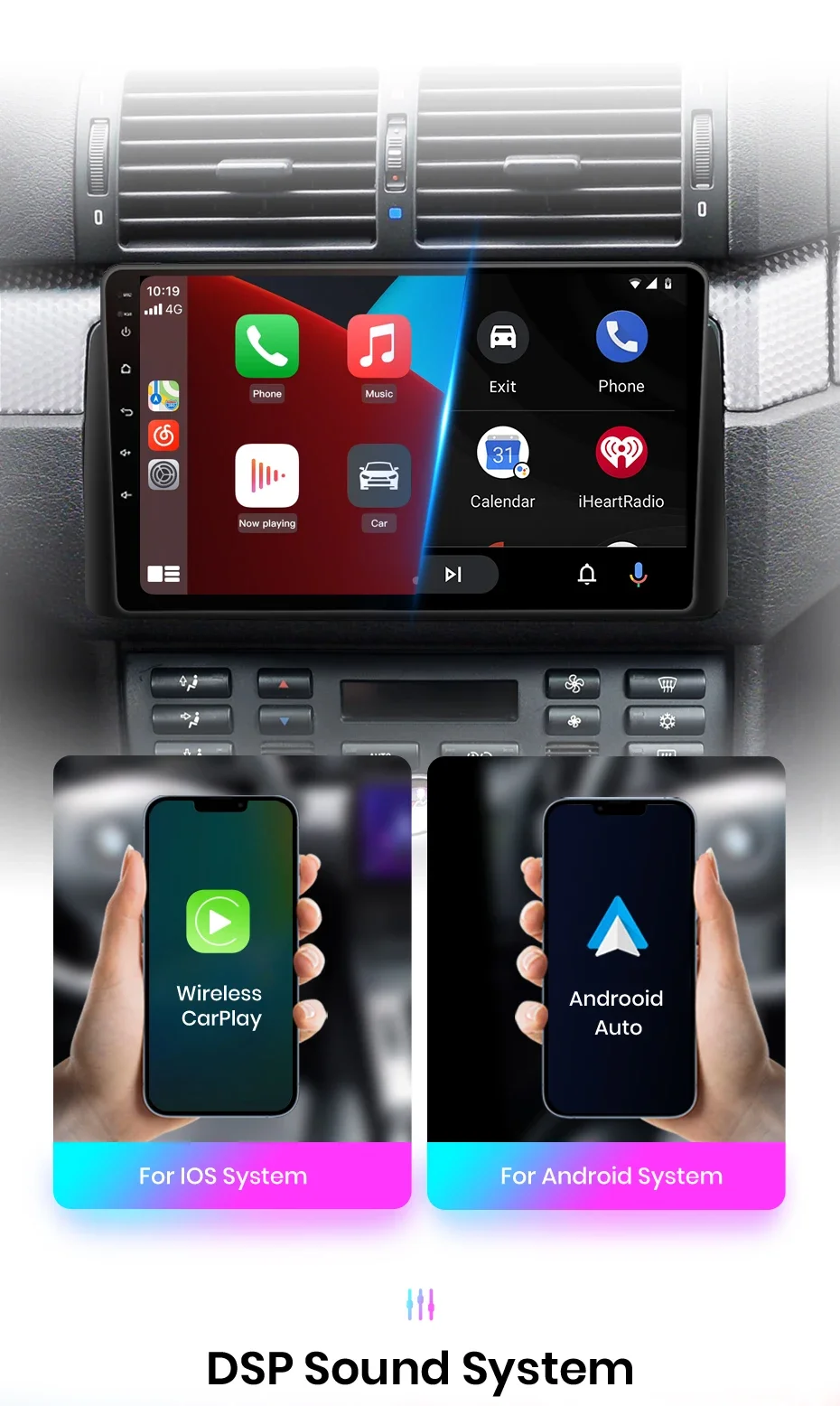 Junsun drahtloses Carplay Android Autoradio für Fiat 500l 2013-2017 Auto intelligente Systeme rds bt dsp 2 din Autoradio – Detail 10