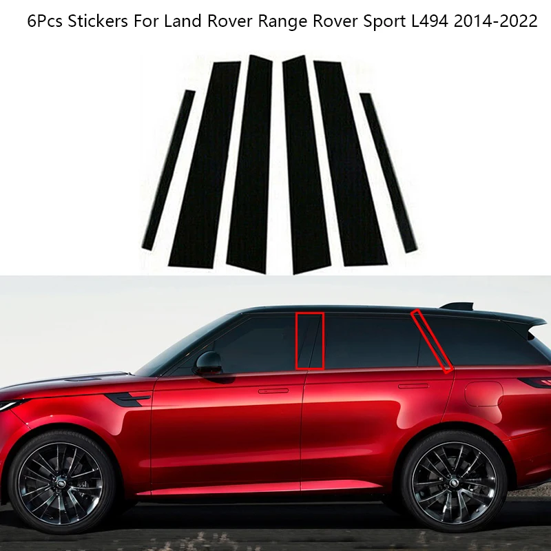 

6Pcs Middle Column PC Window Trim B C Pillar Strip Protective Cover Stickers For Land Rover Range Rover Sport L494 2014-2022