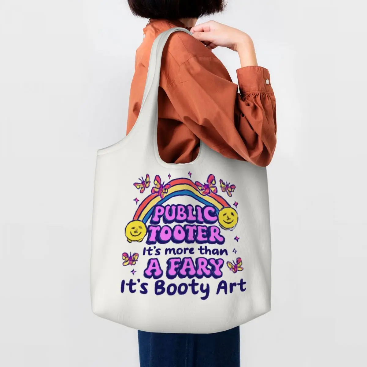 Public Tooter Booty Art Vibes Large Capacity Canvas Tote Bag Single Shoulder Commute Bag For Women Eco-Friendly Shopping Bag