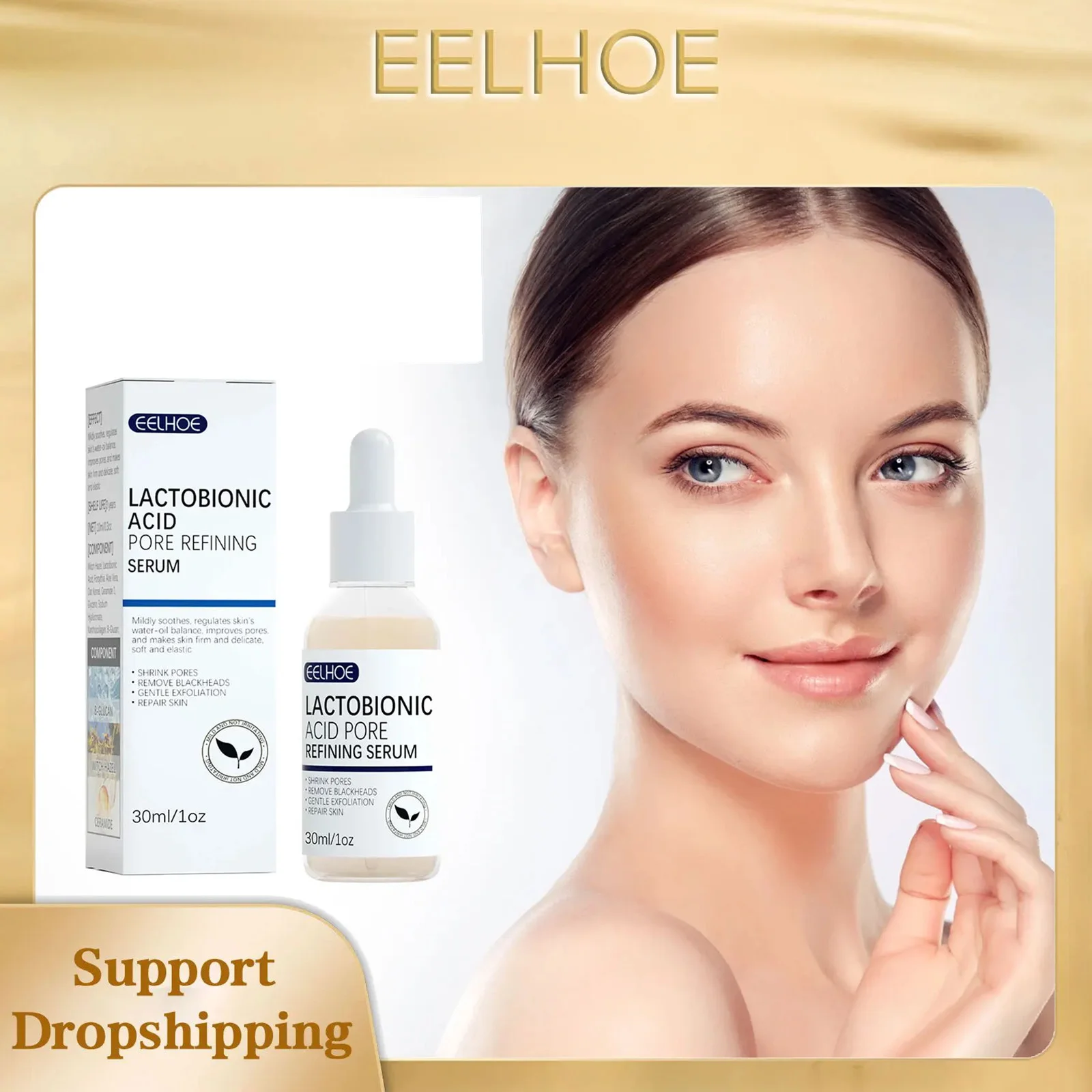 

EELHOE Lactobionic Acid Pore Shrink Face Serum Skin Repair Remove Blackheads Acne Skin Care Lasting Moisturizing Korean Cosmetic