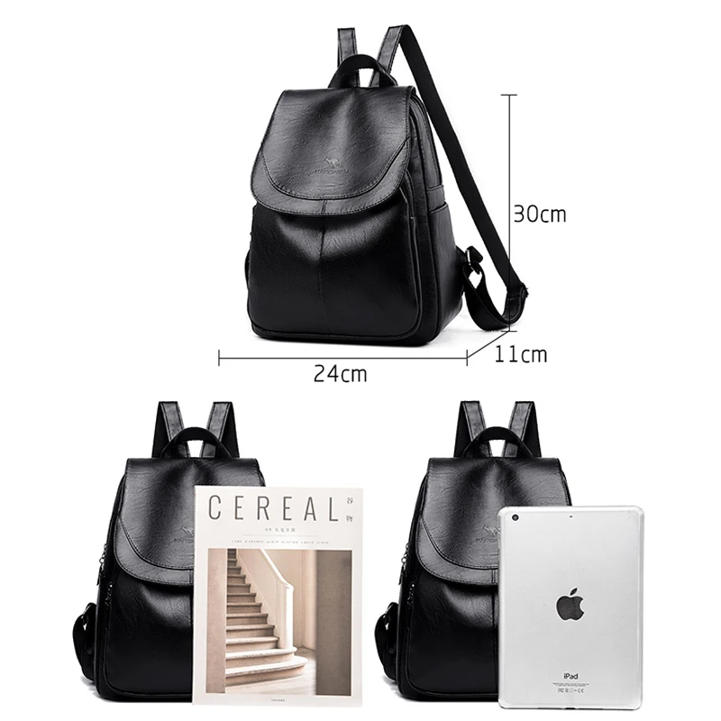 2023 NEW High Quality Soft Leather Women Backpacks Retro Solid Color Shoulder Bag Large Capacity Travel School Bag for Girls