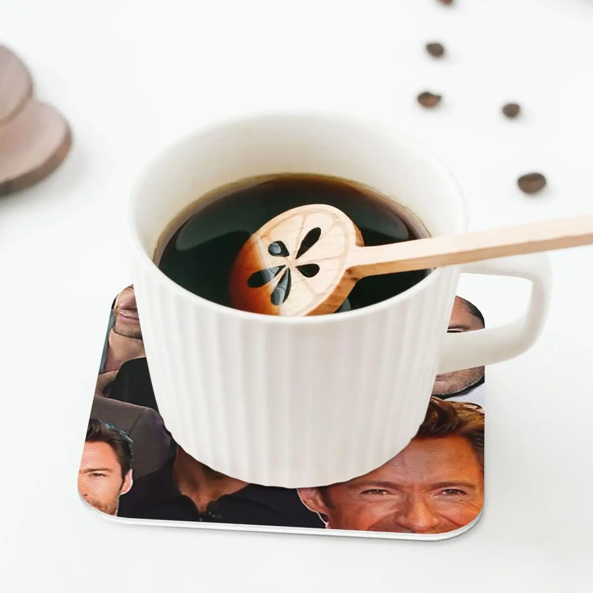 Hugh Jackman Photo Collage Coasters Kitchen Placemats Non-slip Insulation Cup Coffee Mats For Decor Home Tableware Pads Set of 4