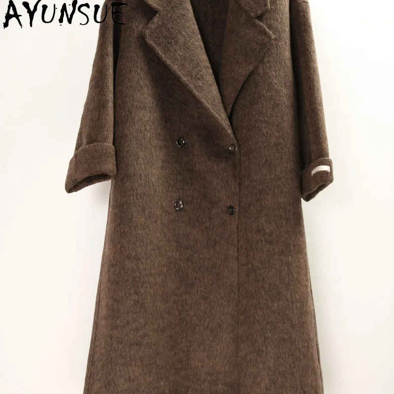 AYUNSUE Women's Woolen Coats Korean Style Double-breasted Overcoats Fashion Commuting Warm Jackets for Woman Clothes Ropa Mujer