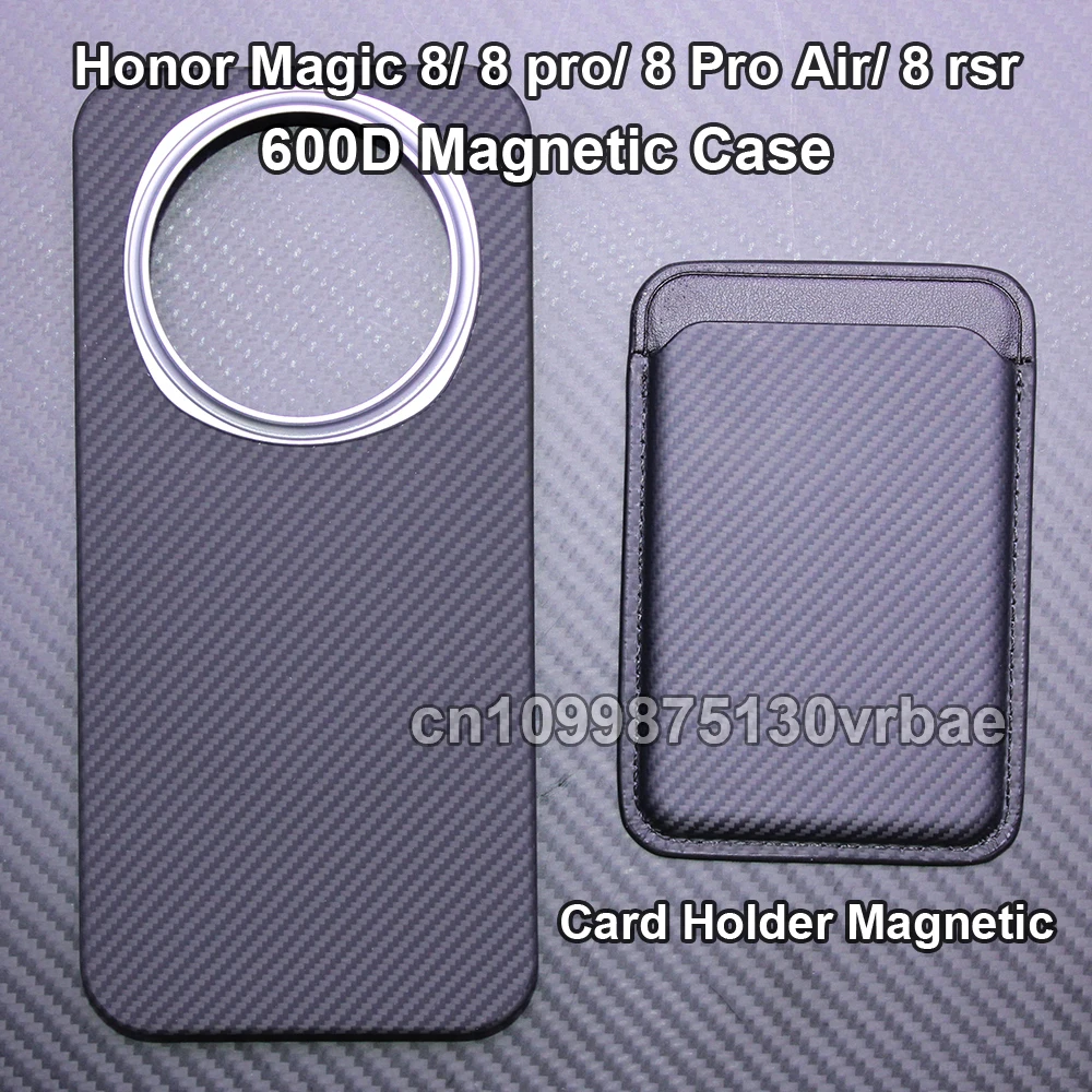 

For honor magic 8 pro/8/8 Pro Air/8 rsr case carbon 600d kevlar aramid fiber fabric thin hard cover with Card Holder magnetic
