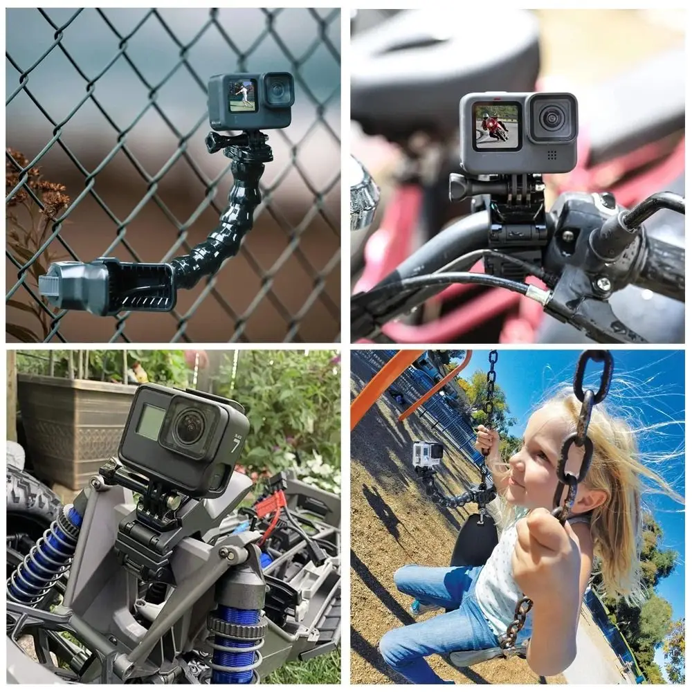 유연한 구즈넥 조절 가능한 범용 플렉스 클램프 마운트 액션 카메라 마운트 (고프로/DJI 오스모 액션/인스타360 브이로그용)