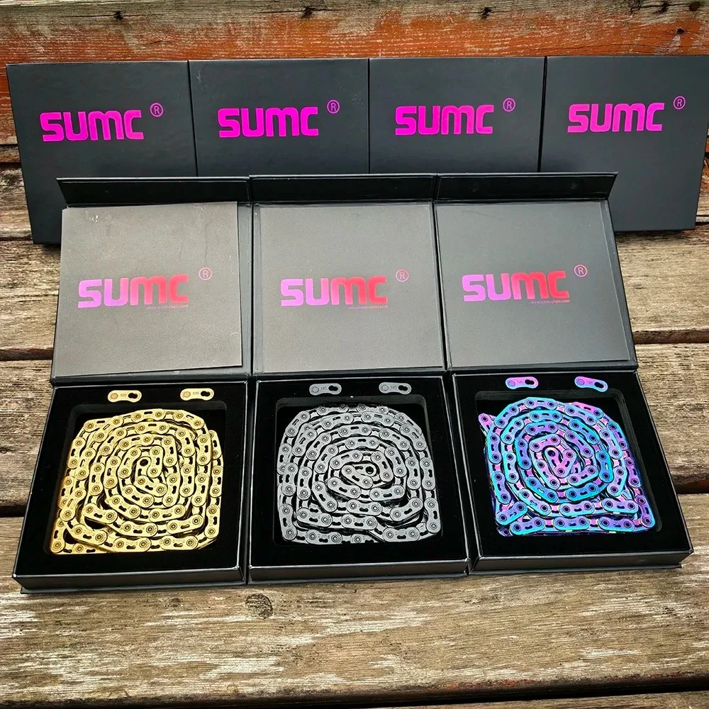 SUMC Premium 12-Gang-Fahrradkette – Hohlstift Crescent Tech für SRAM/Shimano 126 Glieder CNC-gefräster Kettensatz für Straße und MTB – Detail 4