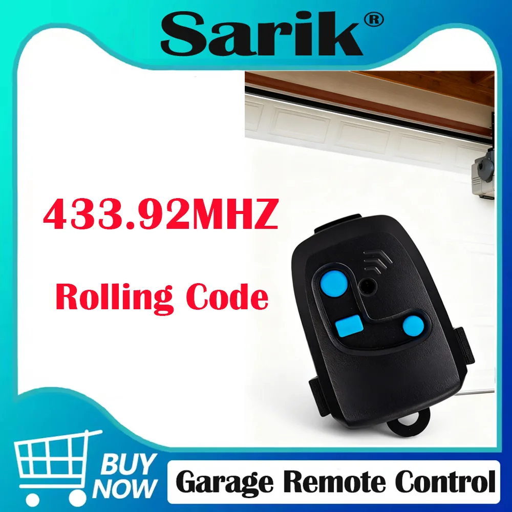 互換性のあるガレージドアリモコン 3ボタン 433MHz バイザークリップ ローリングコード ゲートリモコン