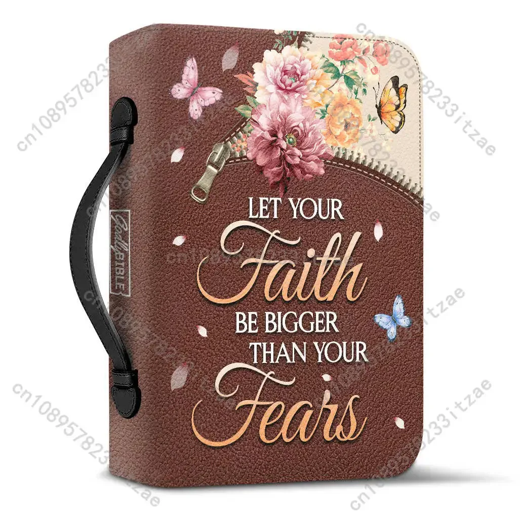 Let Your Faith Be Bigger Than Your Fear Knig Bible Verse Print Bible Carrying Case Christianity Bags for Women Leather Handbags