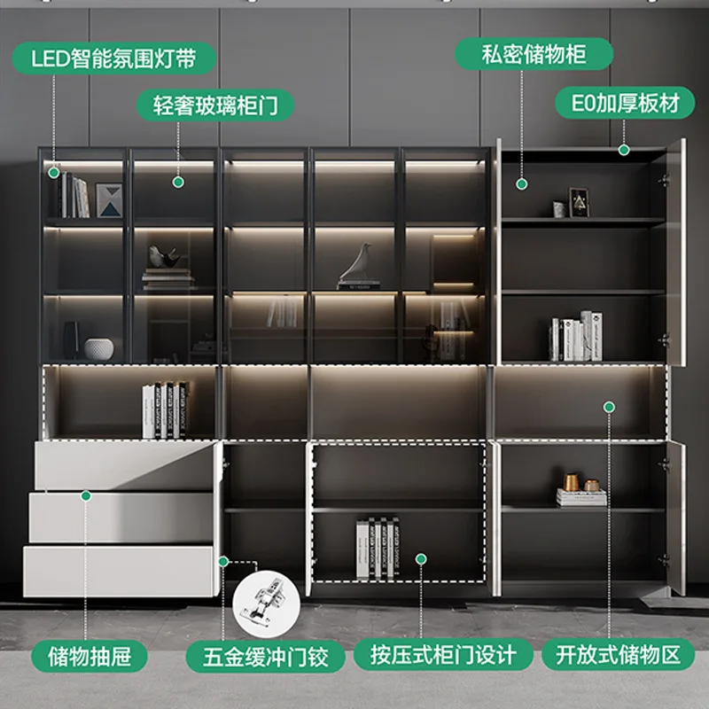 Modern simple white cabinet, office documents, boss background large-capacity filing cabinet