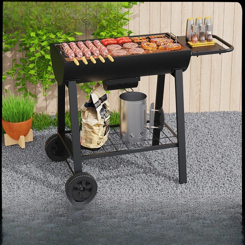Spot Large Barbecue Grill Outdoor  Trolley Outdoor Camping BarbecueThickened Bbq American Barbecue