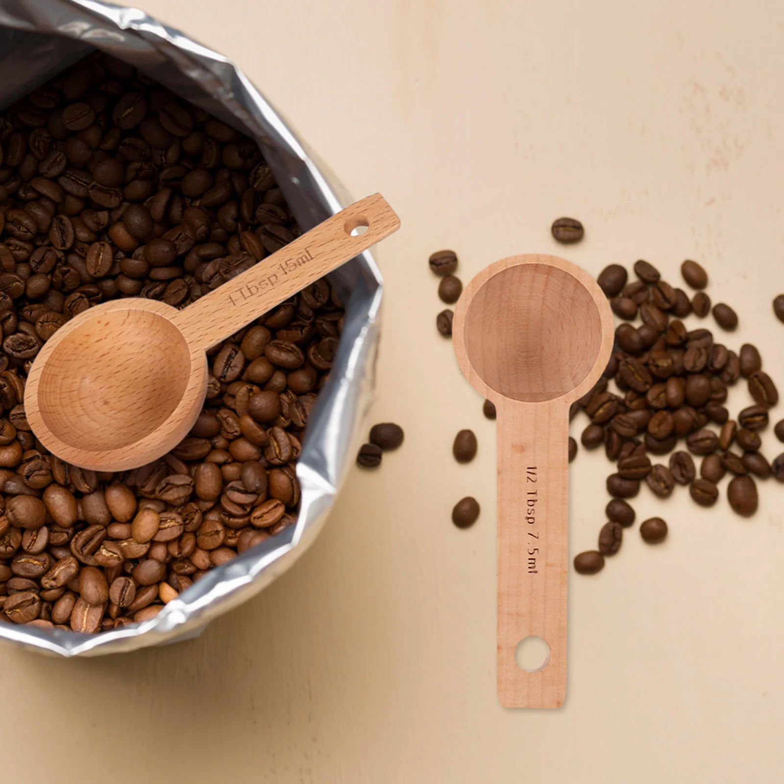 

3pcs Wooden Coffee Measuring Spoon Set For Ground Beans Tea Soup Seasoning Multifunctional Kitchen Tool Coffee Bean Scoop