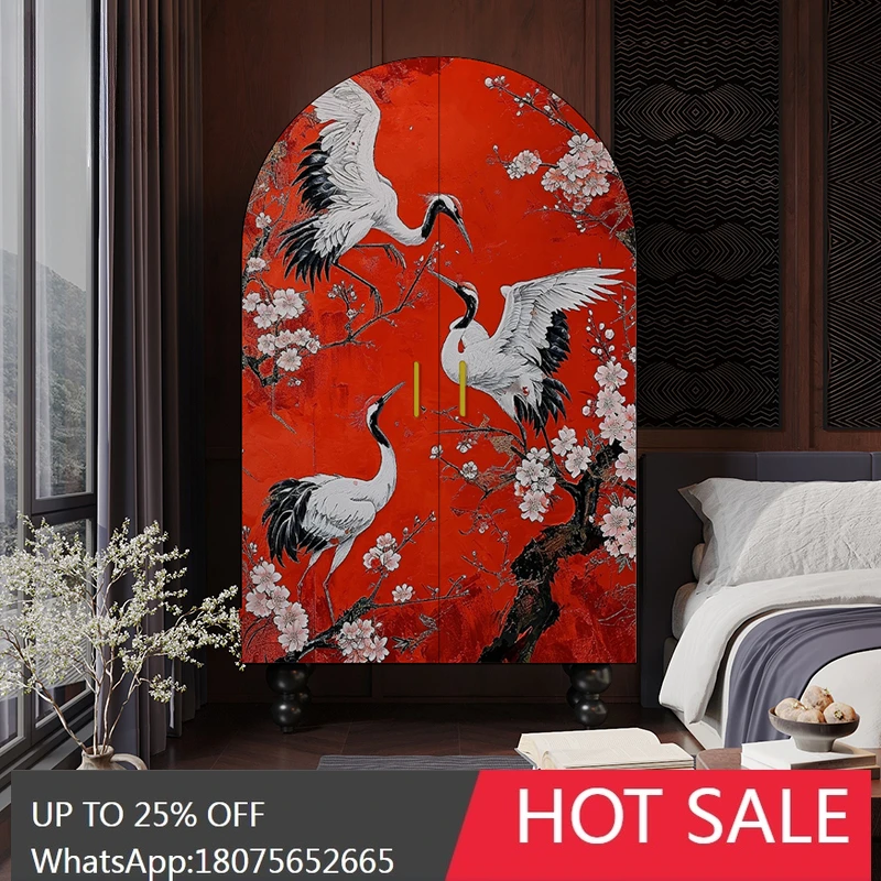 MJY crane living room bedroom solid wood clothing independent wardrobe entrance locker chest cabinet