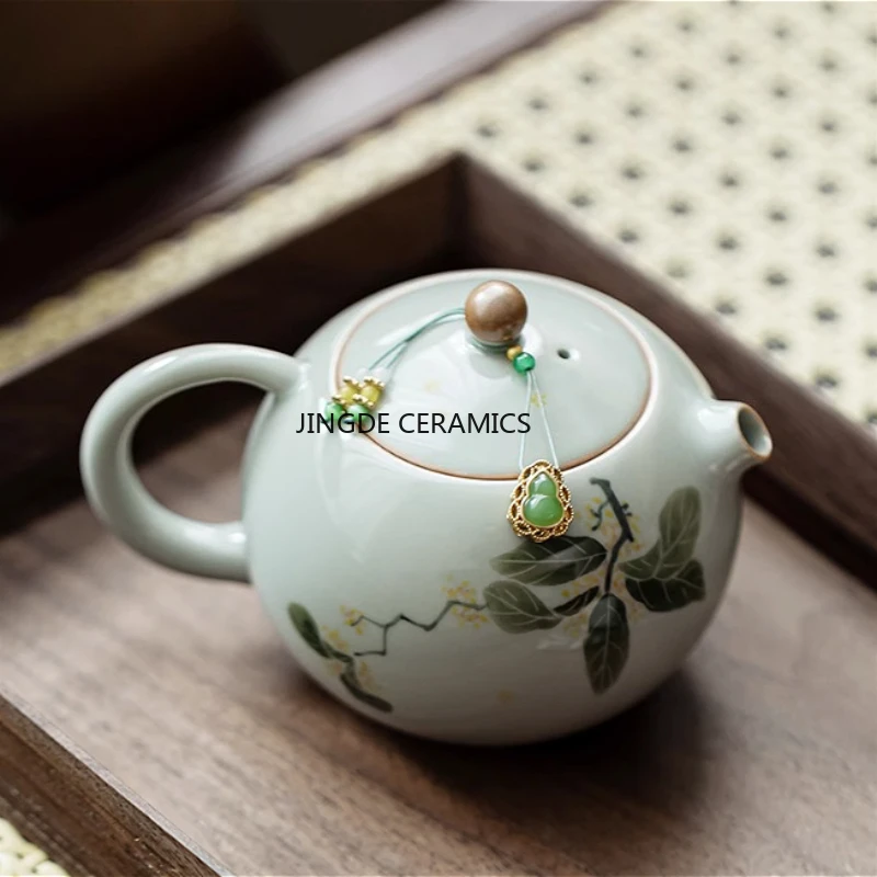 

210 мл керамический ручная роспись чайник с османтусом бытовой чайник Xishi кунг-фу/пу эр чайный сервиз аксессуары для чайной церемонии красота горшок