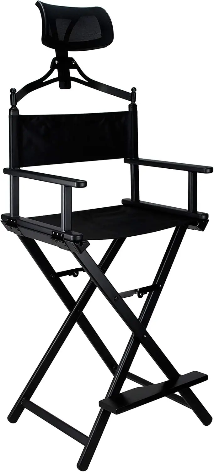 Professional Tall Directors Chair Foldable with Head Rest - Aluminum Makeup Chair for Makeup Artist - Portable Barber Chairs