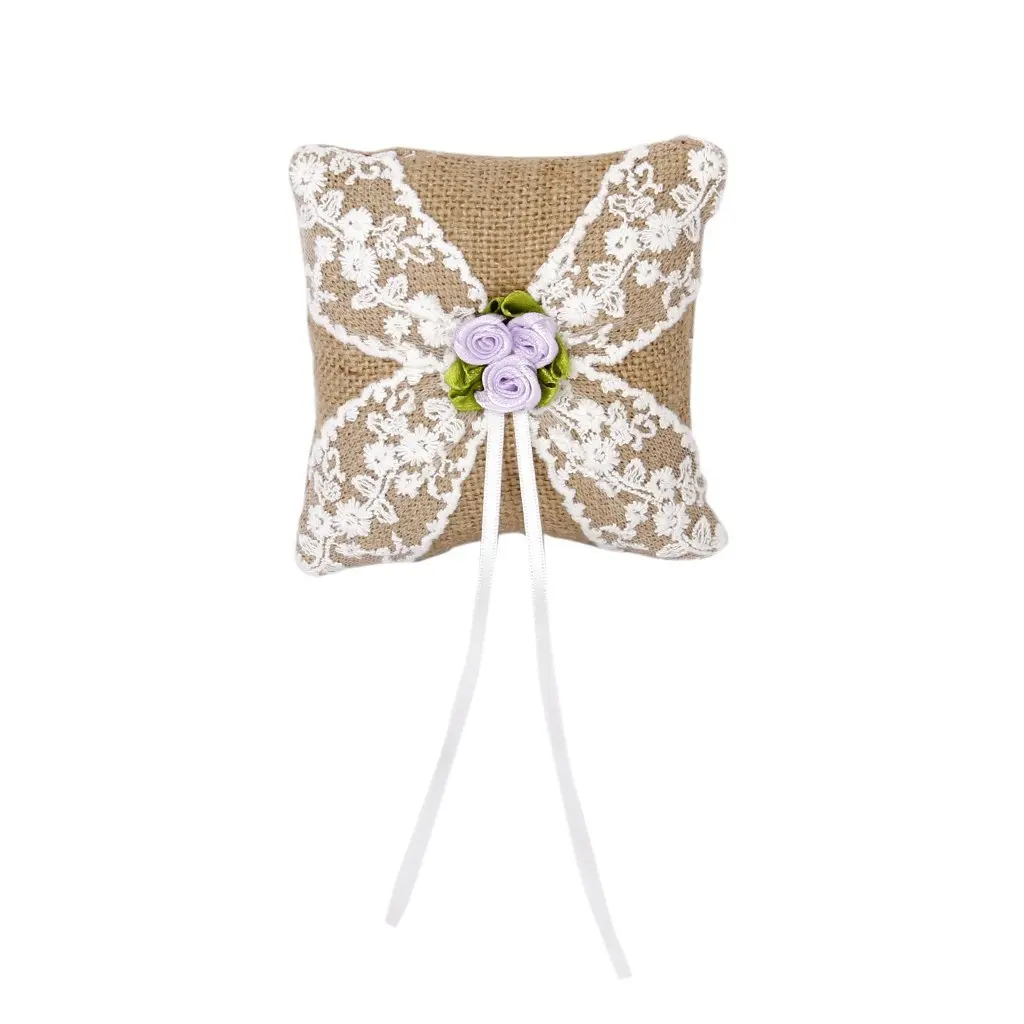 

10*10Cm Sea Star Ring Bearer Pillow White Satin Ribbon Wedding Ceremony Decor Bridal Party Accessory Ring Holder