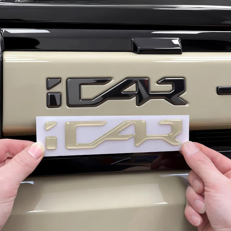 

For Chery iCAR V27 car emblem Front bumper adhesive decorative sticker, tailgate car exterior modification accessories