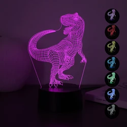 3D Dinosaur Acrylic Night Light Phantom Colorful Atmosphere Night Light Suitable for Bedroom Decoration