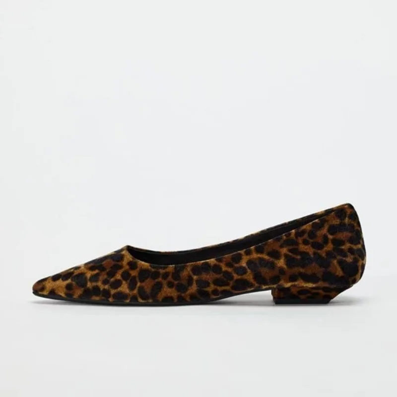 TRAF, zapatos de punta estrecha con estampado Animal para mujer, zapatos planos Retro sin cordones de leopardo, zapatos individuales cómodos de diseño femenino, otoño 2024