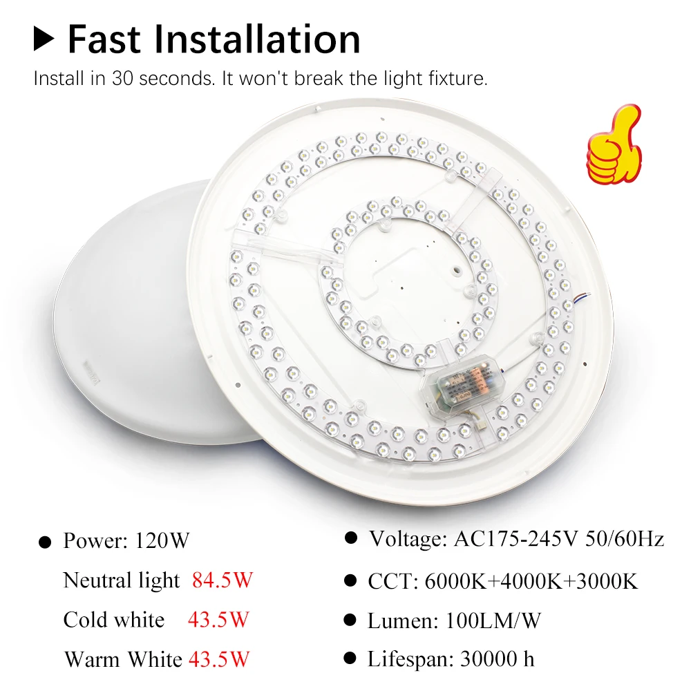 Ceiling Lights Led Panel 220V Replacement Led Module 120W Round Circle Led Light Panel Board Module Lamp For Ceiling Fan Lights