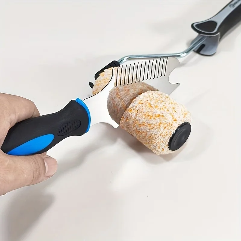 Multifunctional Stainless Steel Putty Knife & Paint Roller Cleaning Brush, Household & Construction Painting Tools