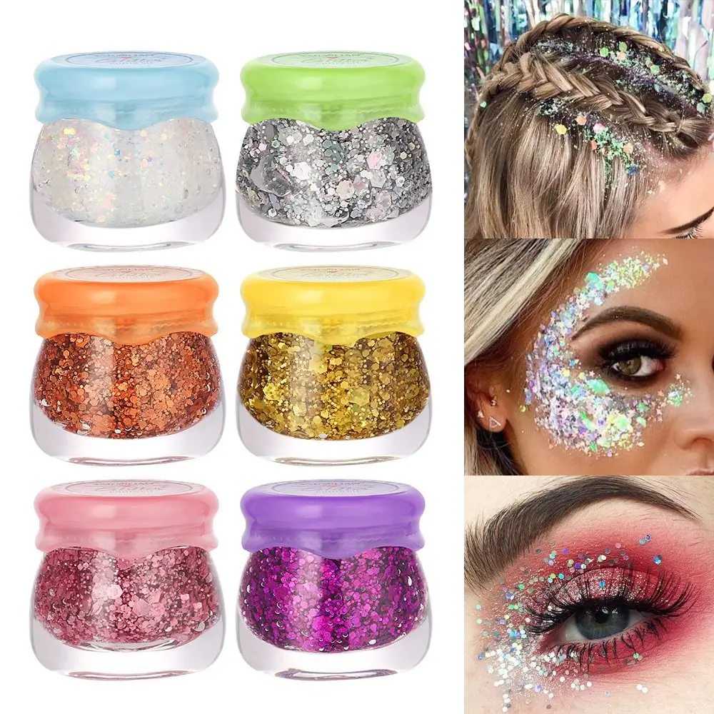 New Shiny Eye Makeup Glitter Powder Eyeshadow Long Lasting 6 Colors Shimmer Cream Eyeshadow Gel Face