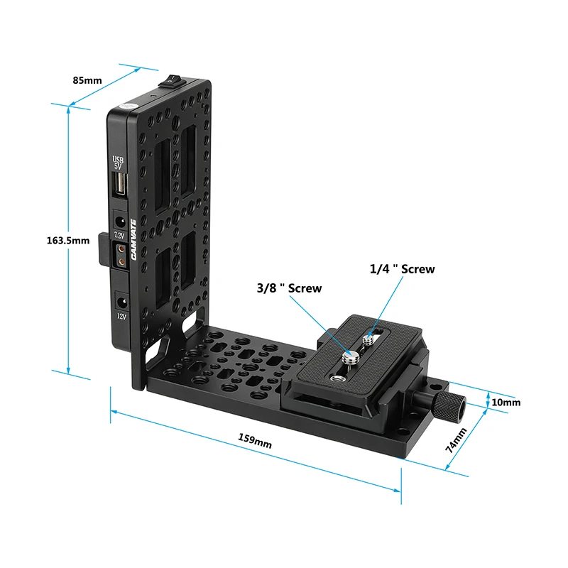 Imagem -05 - Câmera Camvate l Placa em Forma de l Suporte com Adaptador de Divisor de Alimentação de Montagem em v e Braçadeira de Placa Manfrotto qr para Câmera Canon