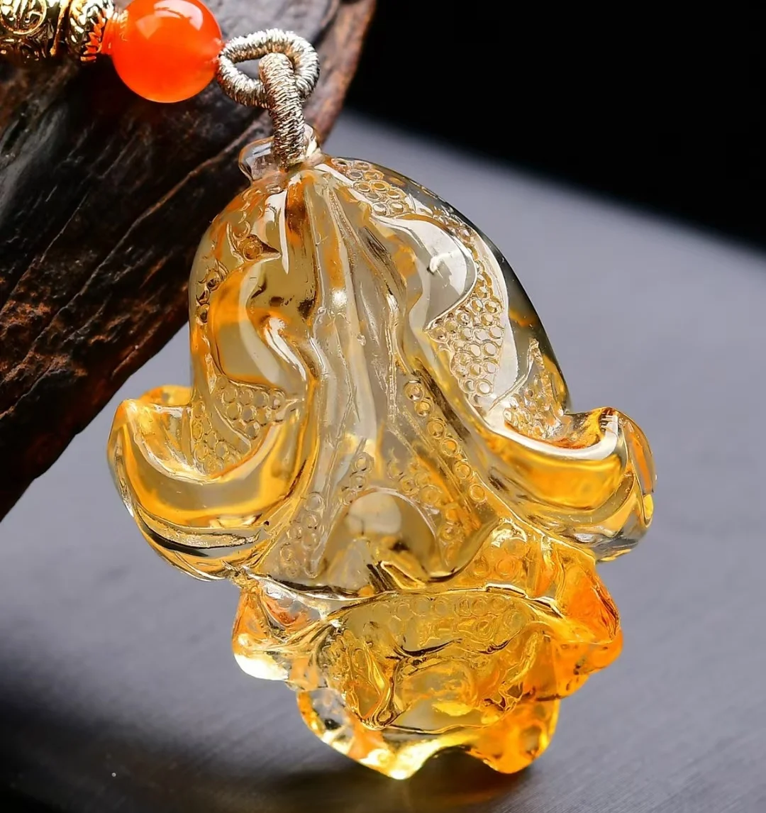 Natural Yellow Citrine Quartz  Star of David Pendant Cabbage 41*31*20mm Women Men Jewelry Citrine Wealthy Necklace AAAAA