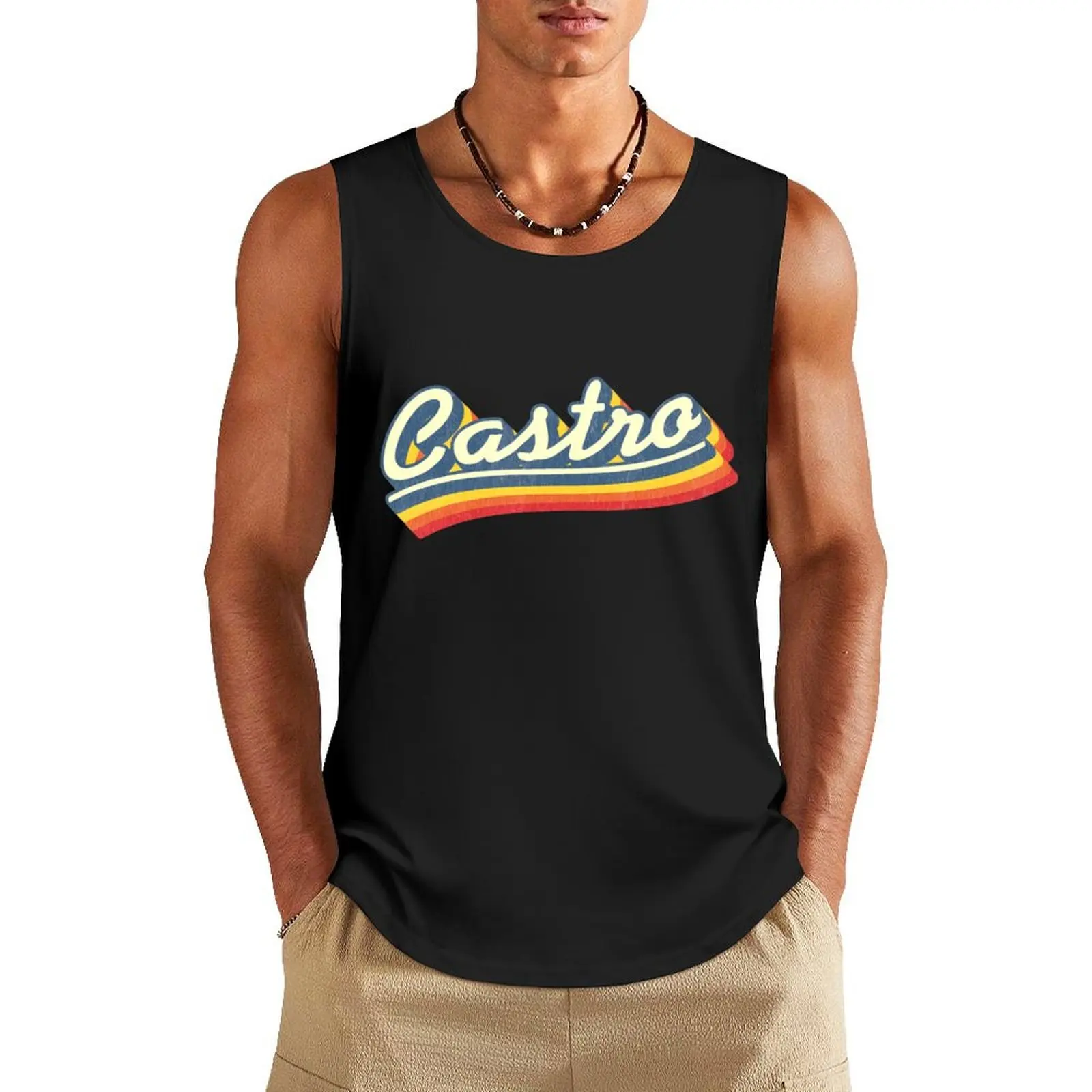 Castro Retro Rainbow Tank Top gym anime top gym Men's t-shirts vests for men