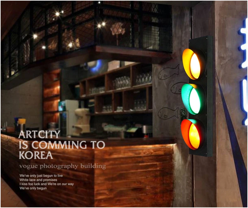 Creative Vintage RGB Traffic LED Wall Lamps Industrial Wall Sconce Iron Light Fixtures For Cafe Bar Restaurant