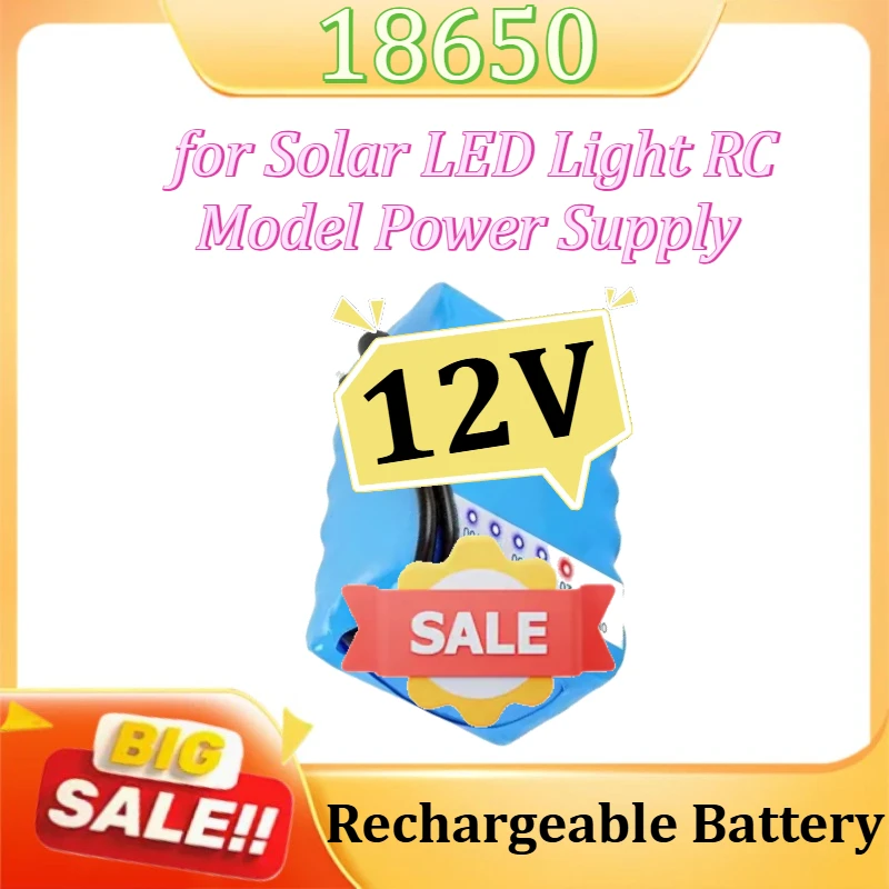 

18650 for Solar LED Light RC Model Power Supply with Charger Lithium Battery Pack Rechargeable 12V with BMS