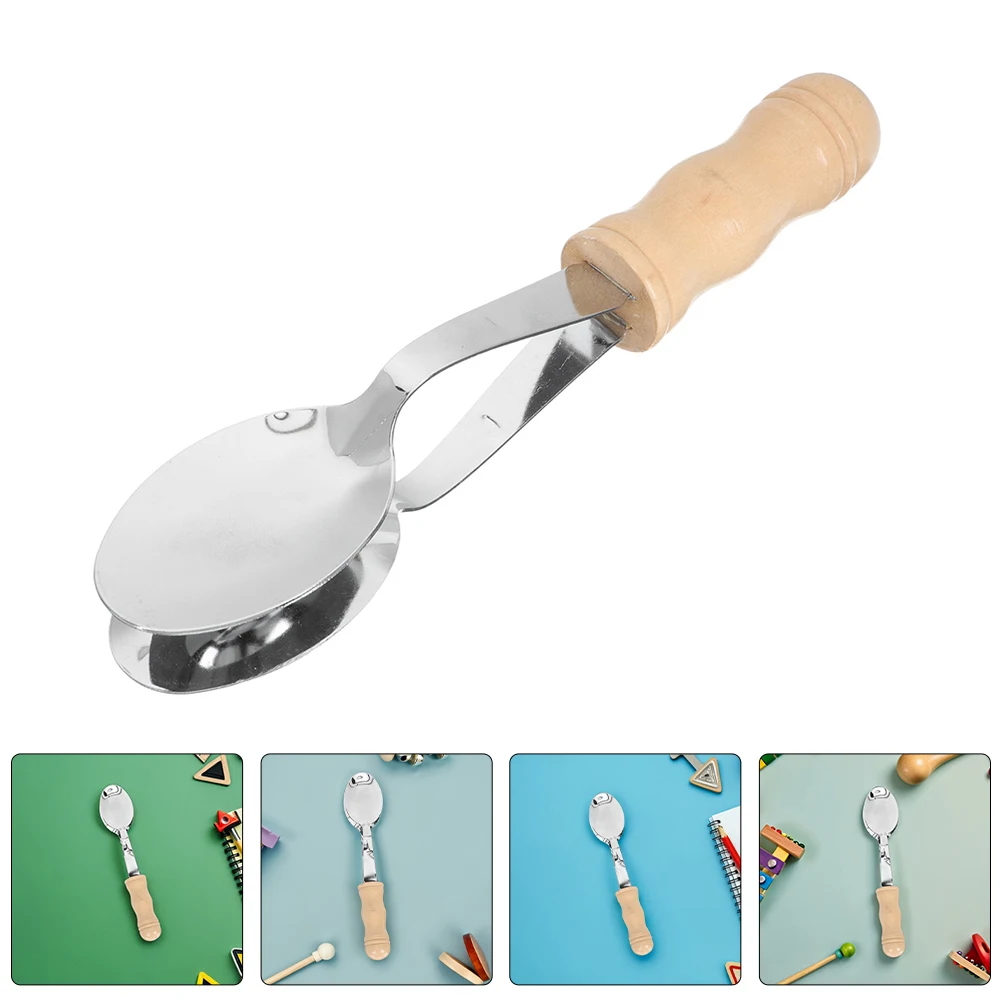 

2 Pcs European and American Musical Spoon Toddler Spoons Wood Hand Percussion Instrument
