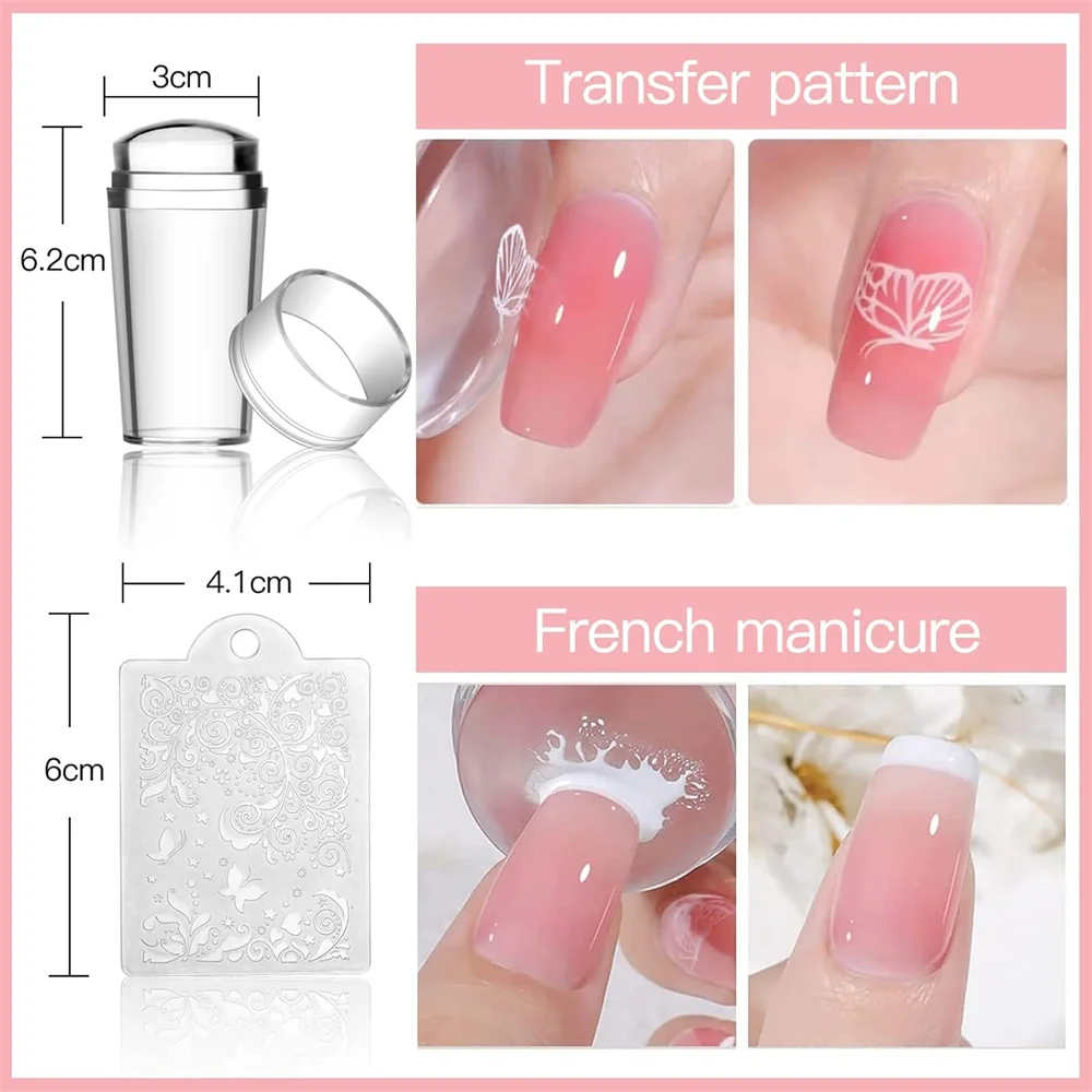 Biutee Nail Art Stamping Plate Set 8 Nail Polish Gel 12 Stamp Plate Silicone Stamper Animal Lace Girl Template Tool Valentine