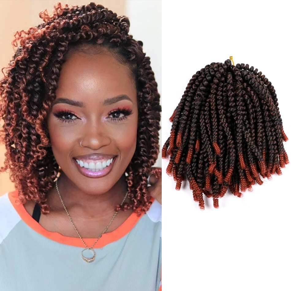 

8-дюймовые синтетические волосы для плетения косичек Spring Twist, омбре, афро-пучки, 30 прядей для крючкового плетения