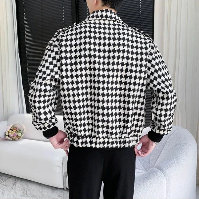 Fashion Spring Autumn Brand Coat Men's Clothing Printed Jacket Slim Vintage Zips Pockets Business Casual Outerwear Streetwear