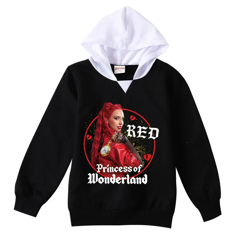 Children Clothing Girls Descendants 4 Costume The Rise of Red Hooded Long Sleeve Tops Kids Pullover Tracksuit Cartoon Sweatshirt