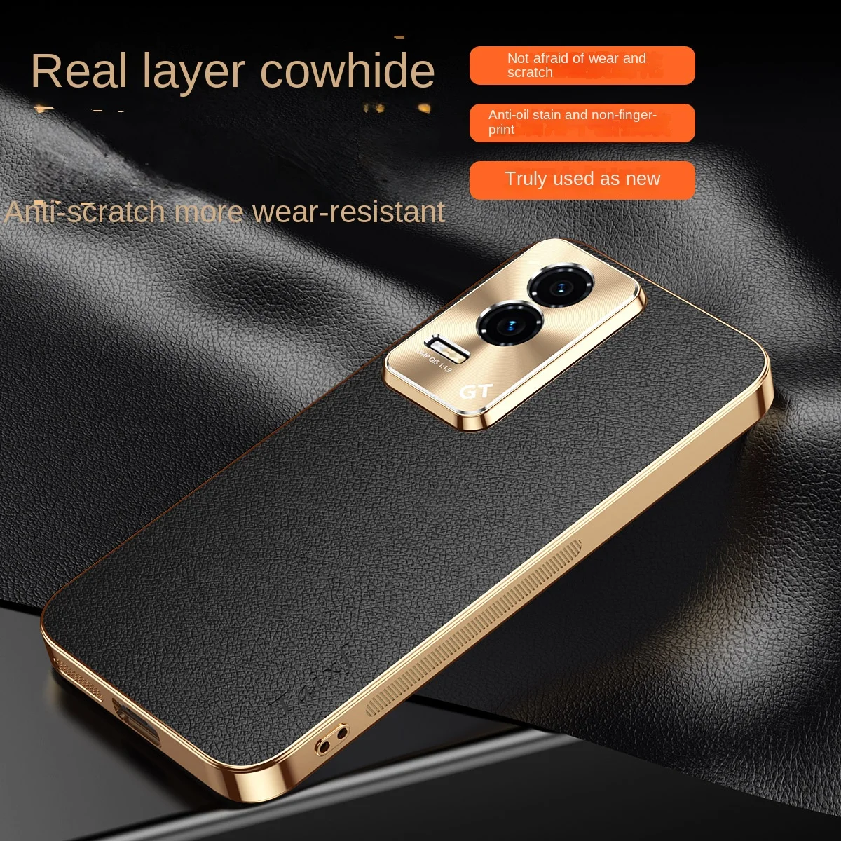 Luxury Vegan Leather Phone Case For Honor GT Case Lens Protection Electroplated Soft Edge Shockproof Back Cover