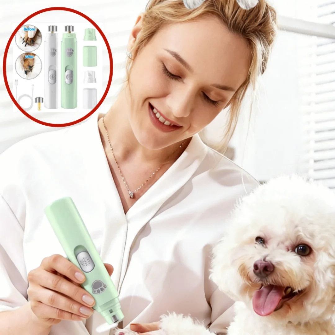 Elektrischer Hunde-Nagelschleifer, Haustier-Nagelknipser, USB wiederaufladbar, schmerzloser Trimmer mit Polierscheibe für die Pflege von Haustieren