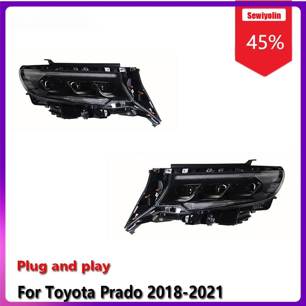 

Автомобильные светодиодные лампы Sewiyolin в сборе для Toyota Prado 2018-2021, противотуманные фары DRL, стоп-сигнал поворота