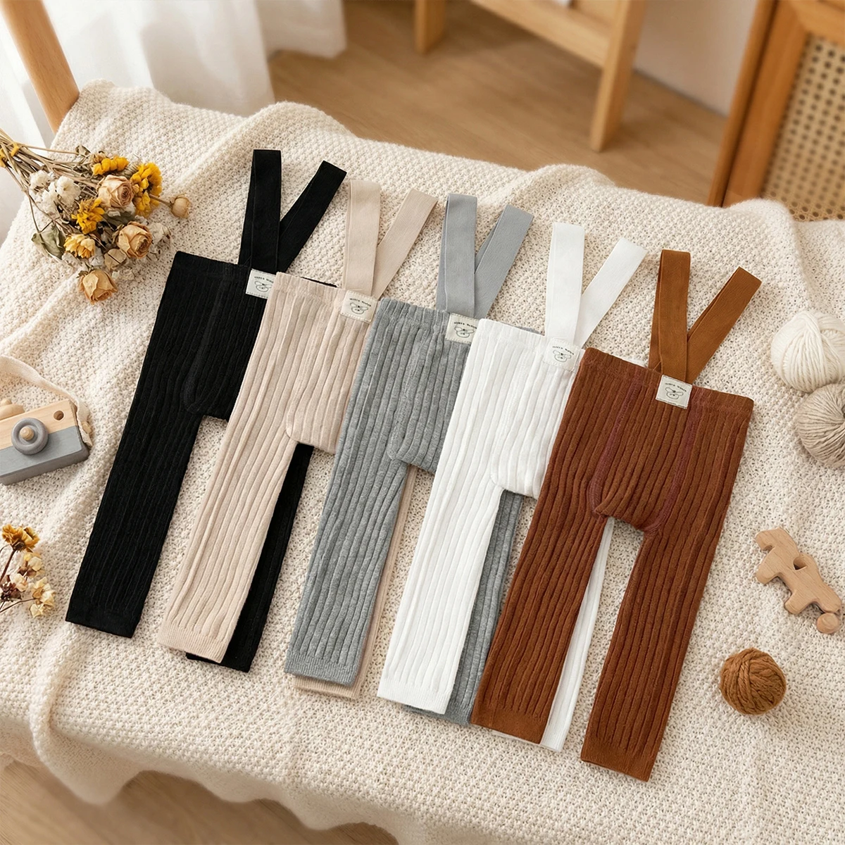 3 PCS Baby Leggings, Overalls Simple Solid Colors and Stripes, Moderate Thickness, Suitable for Daily Wear in All Seasons