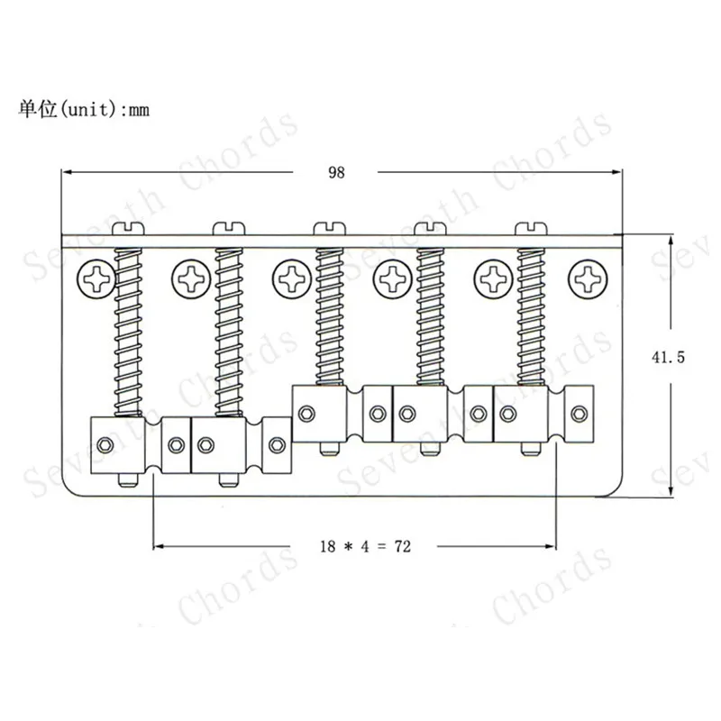 Silberne 5-Saiten-E-Bass-Gitarrenbrücke, Zubehörteile für Musikinstrumente – Detail 10